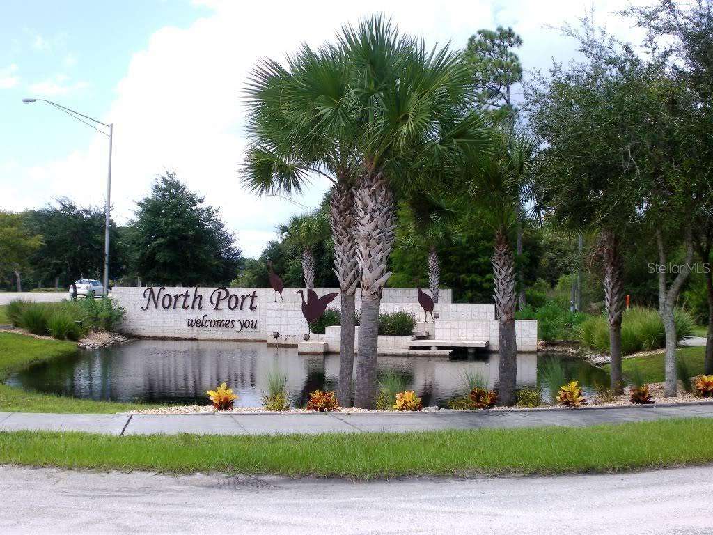 The North Port welcomes you sign when entering North Port, Florida.